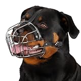 BRONZEDOG Rottweiler Hund Maulkorb Einstellbar Durable Metall Drahtkorb für Große Hunde Amerikanische Bulldogge Kein Bellen Maulkörbe (L)