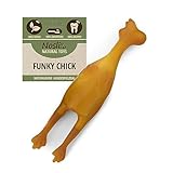 Nosli Natural Toys Funky Chick • Huhn Spielzeug für Hunde • 100% Naturgummi Huhn ohne Farbstoffe • Kauspielzeug Hund • Chicken Dog Toy • Gummihuhn für Hunde • Natürliches Hundespielzeug