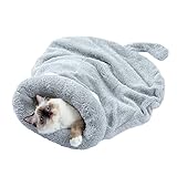 PAWZ Road Katze Schlafsack Kätzchen Bett waschbar Warm Hund weiche Decke für Kleine mittlere Haustiere Meerschweinchen Kaninchen bis to 7kg Grau L*W(60 * 58 cm)