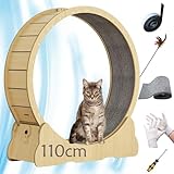 Durchmesser 110cm Massivholzverkleidung Katzenlaufrad - die perfekte Auslaufmöglichkeit für Katzen! (XL, Natur)