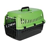 Kerbl Pet Pet Transportbox Expedion, Tiertransportbox für kleine Haustiere / Katzen / Hunde / Kaninchen bis 10 kg, aus Kunststoff, 45x30x30 cm, Grün/Dunkelgrau