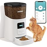 MYPIN 6L Automatischer Futterspender für Katze und Hund, Futterautomat mit Ton Aufnahmefunktion Timer und WiFi Entfernt APP Steuerung (Weiß)