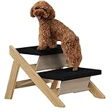 Faltbare Hundetreppe | rutschfeste 2-in-1-Treppe für Hunde zum Bett aus Holz - Robuste Hunderampe, starke Katzentreppe für Katzen/Hunde, einfache Stufe, verletzte Hunde