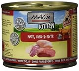 Mac's Katzenfutter getreidefrei Kitten Pute, Rind, Ente, 6er Pack (6 x 200 g)