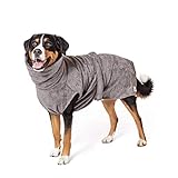Lill's Hundebademantel 100% Bio-Baumwolle, Bademantel Hund, extra saugfähig Stone Grey (Grau) (XXL: 70 cm Rückenlänge)