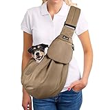 SlowTon Hundetragetasche, Haustier Hundetasche mit verstellbarem, gepolstertem Schultergurt und Fronttasche Tragetasche Hund für Spaziergang Aktivitäten im Freien und Ausflüge(Braun-Wasserdicht)