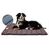 XIAPIA wasserdichte Hundematte für Outdoor, Waschbares Hundebett, Antistatik, Hygienisch, Faltbar, Große Reisedecke für Haustier 110x68 cm (Braun/Blau)