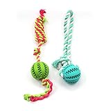 SONGWAY Interaktives Hundespielzeug Ball mit Schnur - Welpenspielzeug Ball Set, Kauspielzeug für Hunde, Schleuderball für Hunde, Wurfball für Hunde mit Seil, Zieh-und zerrspielzeug Hund