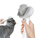 aumuca Katzenbürste mit Auslöseknopf, Katzenbürste Langhaar und Kurzhaar, Universal Haustier Bürste, Katzenhaarbürste zum Entfernen von Losem Fell und Massage