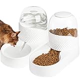 Hacaroa 2 Stück Automatischer Katzen-Futterspender und Wasserspender, 2 Liter Schwerkraft-Futterspender und Bewässerungs-Set, leicht zu reinigen, weiß