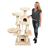 JAMAXX Premium Katzen Kratzbaum XXL H160cm, extra-stabil Dicke Stämme, super weiches Plüsch PCT6002 beige