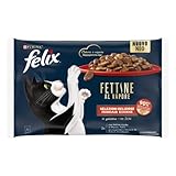 Purina Felix Dampffutter für Katzen mit Rind und Huhn, 48 Beutel à 80 g