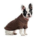 ubest Hundepullover, Sweater Gestrickter Pullover für Kleine Hunde, Hunde Pullover Katzenpullover für Herbst Winter, Braun, M