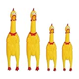 Amasawa 4 Stück Gummi Schreiend Hühner Spielzeug, Gelb Gummi Quietschen Hühner Spielzeug Neuheit und Dauerhaft Gummi Huhn Haustiere Schreien Spielhundegeschenk