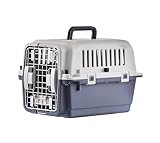 Lanco – Tragbare und atmungsaktive große Hundetrage aus Kunststoff. Haustiere Hunde und Katzen. Widerstandsfähiges Material. Maße 51x34x3 cm. Graue und weiße Farbe.