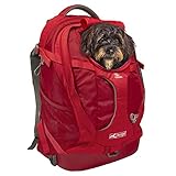 Kurgo G-Train Rucksack, Mit integriertem Hundefach, Wasserfester Boden, Mit Flaschenhaltern, Für Haustiere bis 11 kg, Rot, 33 x 53 x 25 cm