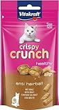 Vitakraft Crispy Crunch, knusprige Snackkissen gefüllt mit Malz, Katzensnack, zur Vorbeugung von Haarballen, ohne Zusatz von Zucker (1x 60g)