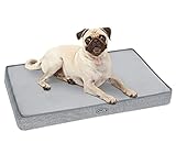 Pecute Hundekissen für Mittlerer Hunde, 74*48*7cm Rechteck Hundebett mit Memory Foam, Orthopädisches Hundematratze mit Waschbarem Bettbezug und Rutschfester Boden Grau S