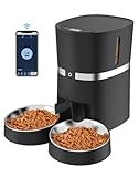 WellToBe Smart Futterautomat Katze & Hund, WiFi Automatischer Futterspender für 2 Katze, Pet Feeder mit Timer, Ton-Aufnahmefunktion, App-Steuerung, Portion , zu 6 Mahlzeiten am Tag (Schwarz)