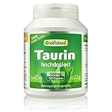 Taurin, 500 mg, hochdosiert, 120 Kapseln, vegan -bekannt aus den Energy-Drinks. OHNE künstliche Zusätze. Ohne Gentechnik. Vegan.