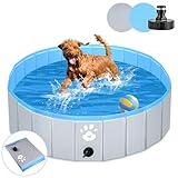 Hundepool Schwimmbecken Ø 120cm für Hunde Kinder Planschbecken oder Anderer Tiere Verstärkte Stärke 5mm tragbar und faltbar - grau