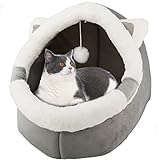 Katzenbetten für den Innenbereich mit hängendem Spielzeug, kleines Hundehöhlenbett mit Anti-Rutsch, Kätzchen-Zelt, abnehmbares gepolstertes Kissen, superweiche