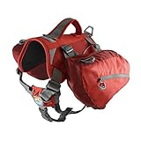 Kurgo Hunderucksack Baxter, Hundesatteltasche mit 2 Seitentaschen fürs Wandern, Für Hunde von 13 bis 38 kg geeignet, Rot K01585 M
