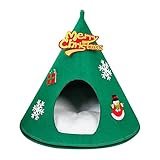 Weihnachtsbaumform für Katzenhöhle, Bettzelt für kleine bis große Katzen, maschinenwaschbar, weiches Kissen