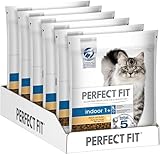Perfect Fit Indoor 1+ Katzentrockenfutter reich an Huhn, 6 Beutel, 6x750g – Premium Katzenfutter trocken für erwachsene Hauskatzen ab 1 Jahr, zur Unterstützung der Vitalität