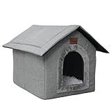 Whiwhi Hundehütte Hundehöhle mit Abnehmbarem Plüschkissen Katzenhöhle Haustierhaus Warmes Und Gemütliches Hundehaus Katzenhaus 45x40x45cm