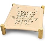 ZHTHE Happy Kitty Katzenbett aus Holz, für kleine Hunde, atmungsaktives Katzenbett für alle Jahreszeiten, Haustierbetten für drinnen und draußen, Kaninchenbett, niedliches Haustierbett für Haustiere