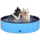 EONPOW Faltbarer Hundepool 120x30cm - Großes PVC Planschbecken für Hunde,Rutschfestes Schwimmbad,Klappbare Hund Planschbecken