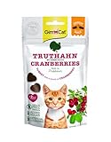 GimCat Crunchy Snacks Truthahn mit Cranberries - Knuspriges und proteinreiches Katzenleckerli - 1 Beutel (1 x 50 g)