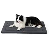 BEDSURE waschbar Hundematte Mittelgroße Hunde - 89x58 cm Hundekissen mittelgroße Hunde mit hochdichter Schaumstofffüllung, Sherpa-Plüsch waschbar Hundematratze, dunkelgrau