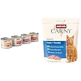Animonda Carny Adult Katzen Nassfutter, Herzhafte Variation, 12 x 200 g + Carny Trockenfutter, zuckerfrei und ohne Getreide – mit Huhn + Forelle, 1 x 350 g