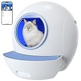 ELS PET Selbstreinigende Katzentoilette: Katzenklo Extra-Groß Automatische Katzentoilette mit APP-Kontrolle & Sicherer Alert & Smart Health Monitor für Mehrere Katzen (weiß)