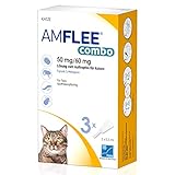 AMFLEE Combo Flohmittel für Katzen, 50 mg/60 mg Lösung zum Auftropfen für Katzen mit Fipronil und (S)-Methopren, 3 Einzeldosis-Pipetten