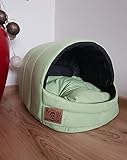 ODOLPLUSZ Hundehütte Hundehöhle Exklusives Haus Hund oder Katze | 2 Größen Komfortabel und Waschbar (Grün, M)