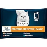 Gourmet PURINA GOURMET Perle Erlesene Streifen Katzenfutter nass, Sorten-Mix, 12er Pack (12 x 4 Beutel à 85g)