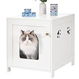 Hzuaneri Katzenschrank, versteckte Katzentoilette Möbel, Lagerung Schrank Bank, hölzerne Katze Waschraum für Wohnzimmer, Schlafzimmer, weiß CB82213X