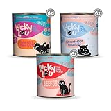 Lucky Lou Lifestage Mix Katzenfutter nass - hochwertiges Katzenfutter mit hohem Fleischanteil - Nassfutter getreidefrei & ohne Zucker in der Dose (800g (18er Pack), ADULT 3 Sorten Mix)