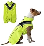 DOGOPAL Regenmantel Hund wasserdicht für kleine & große Hunde - Gelber Hunderegenmantel mit Reflektorstreifen - Wasserdichter Hundemantel, Regenschutz & Regenjacke aus atmungsaktivem Mesh (M)