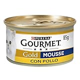 Purina Gourmet Gold, Katzennahrung, Mousse mit Huhn, Packung mit 24 Dosen mit jeweils 85 g