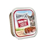 Happy Cat Pate auf Häppchen Geflügel & Rind, 12er Pack (12 x 100 g)