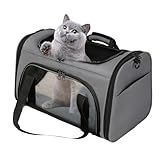 Bibykivn Transporttasche für Katze Hund, Katzentransportbox, Faltbar Hundetasche Transporttasche mit Kissen,Katzen Transportboxen mit Verstellbarem Schultergurt für Kleine Hunde von 15 Pfund…