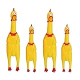 ProLeo 4 Stück Gummi Schreiend Hühner Spielzeug Gelb Gummi Quietschen Hühner Spielzeug Neuheit und Dauerhaft Gummi Huhn, Dekompression Werkzeug Gadgets