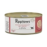 Applaws Premium Natural Katzenfutter Nass, Huhn mit Ente in Brühe 70g Dose (24x70g)