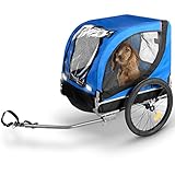 Bicycle Gear Fahrradanhänger Hunde – Hundebuggy max. 40 kg – Fahrrad Anhänger Zusammenklappbar – Hundewagen einfache Montage – Fahrradanhänger Hunde mit Regenschutz und abnehmbare Luftreifen - Blau