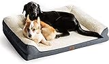 BEDSURE orthopädisches Hundebett für Grosse Hunde - Hundesofa mit Memory Foam, kuschelig Schlafplatz in Größe 106x81 cm, waschbare Hundesofa, grau und beige
