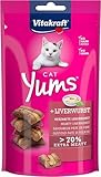 Vitakraft Cat Yums, Katzensnack, mit herzhafter Leberwurst, extra fleischig, mit sichtbarer Füllung, im wiederverschließbaren Beutel, ohne Zusatz von Zucker und Getreide (1x 40g)